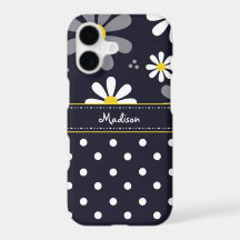 Girly Mod-Gänseblümchen und Polka-Punkte mit Namen