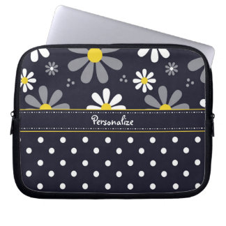 Girly Mod-Gänseblümchen und Polka-Punkte mit Namen Laptopschutzhülle