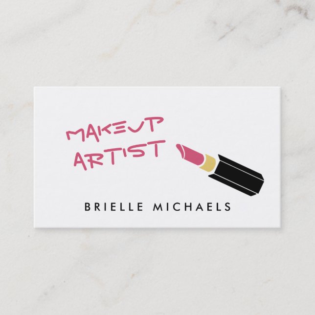 Girly Mod Pink Lipstick Makeup Artist Visitenkarte (Vorderseite)