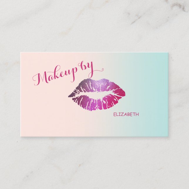 Girly Modern Beruflich Glitterie Lips Visitenkarte (Vorderseite)