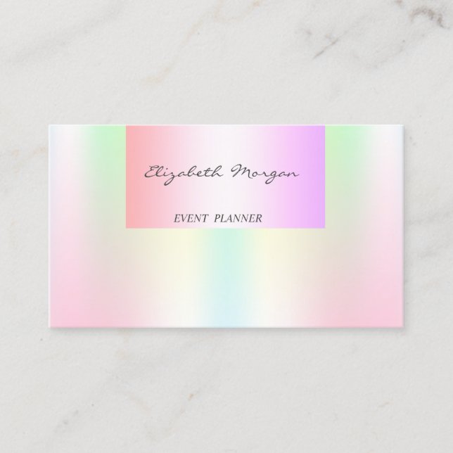 Girly Modern Beruflich Pastel Holographic Visitenkarte (Vorderseite)