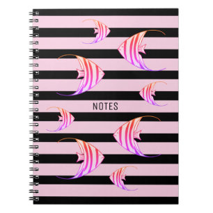 Girly Modern Black & Pink Angel Fish Personalisier Notizblock