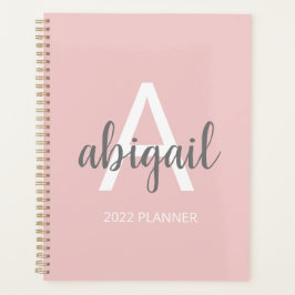 Girly Modern Blush Pink Monogram Name 2023 Planer