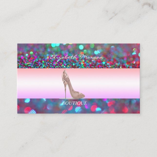 Girly Modern Bokeh High Heel Visitenkarte (Vorderseite)