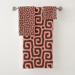 Girly modern Brown &Pink Abstract Pattern  Badhandtuch Set