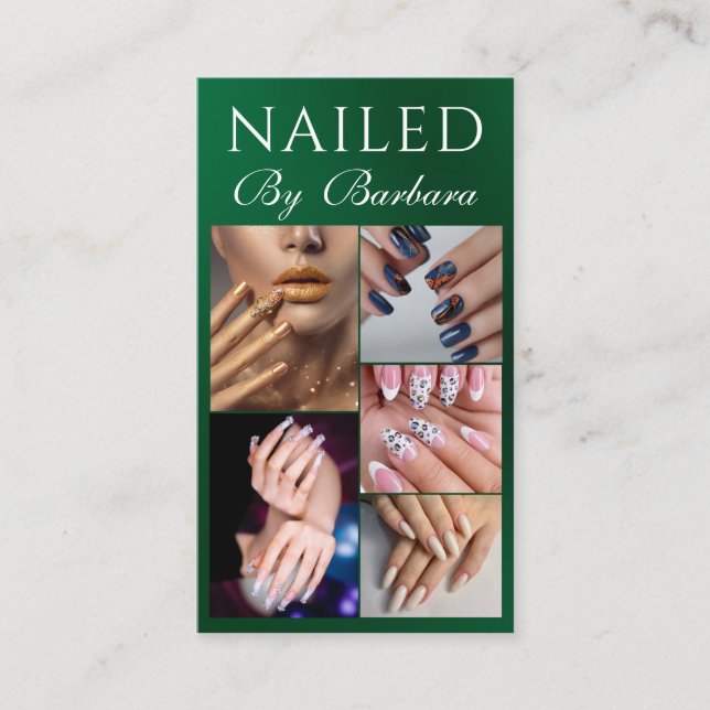 Girly Modern Foto Nail Artist Technician QR Code Visitenkarte (Vorderseite)