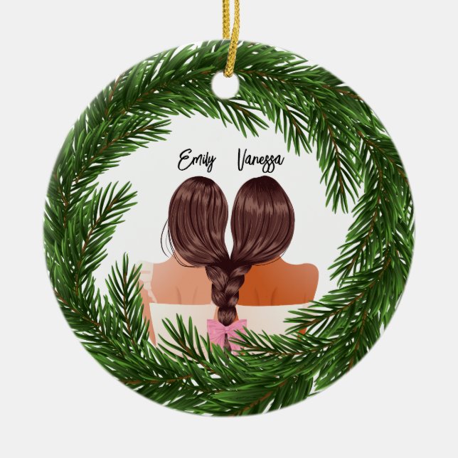 Girly Modern Friends Forever BESTE FREUNDIN Frohe  Keramik Ornament (Vorne)