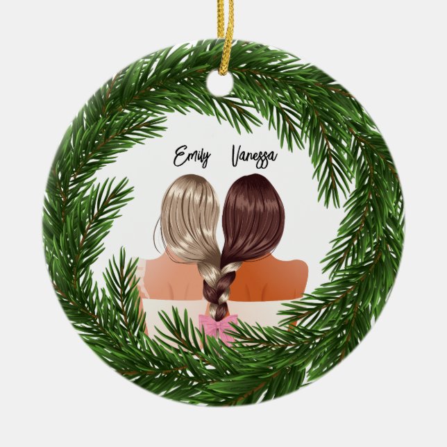 Girly Modern Friends Forever BESTE FREUNDIN Frohe  Keramik Ornament (Vorne)
