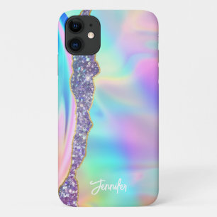 Girly Modern Iridescent Rainbow Individuelle Name Case-Mate iPhone Hülle