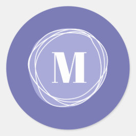 Girly Modern Lila Monogram Runder Aufkleber