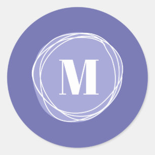 Girly Modern Lila Monogram Runder Aufkleber