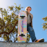 Girly Modern Marble Swirl Lila Individuelle Name Skateboard<br><div class="desc">Girly Modern Marble Swirl Lila Individuelle Name Skateboard bietet Ihren personalisierten Namen in der modernen Typografie auf einem marmorfarbenen Hintergrund von rosa, lila, orange, blau und weiß. Personalisieren Sie diese, indem Sie den Text in dem dafür vorgesehenen Textfeld bearbeiten. Geben Sie Ihrem Lieblingskateboarder zu Weihnachten, Geburtstag oder Ihrer BESTE FREUNDIN...</div>