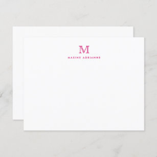 Girly Modern Monogram Initial Magenta Hot Pink Einladung