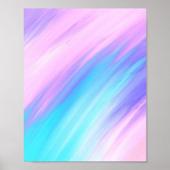 Girly Modern Pink Blue Lila Paint Smudges Poster (Vorne)