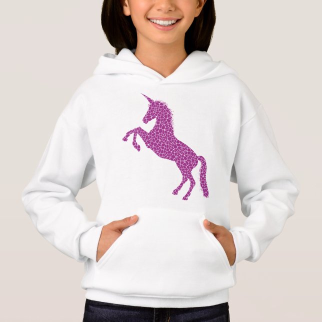 Girly Modern Pink Unicorn Hoodie (Vorderseite)