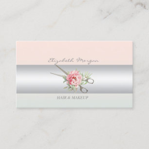 Girly Modern Professionell Charmant,Blume,Schere Visitenkarte