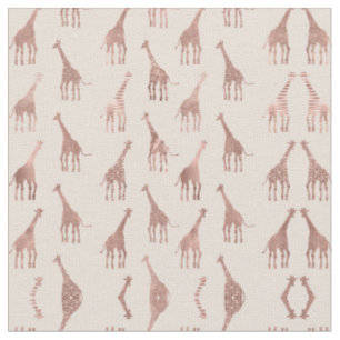 Girly Modern Rose Gold Blush Pink Giraffen Stoff