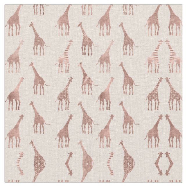 Girly Modern Rose Gold Blush Pink Giraffen Stoff (Nahaufnahme)