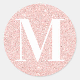 Girly Modern Serial Mit Monogramm Rose Gold Glitze Runder Aufkleber