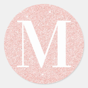 Girly Modern Serial Mit Monogramm Rose Gold Glitze Runder Aufkleber