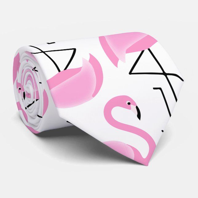 Girly Modern Tropical Pink Flamingo Muster Krawatte (Gerollt)