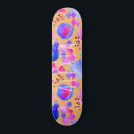 Girly moderne abstrakte Kunst Wasserfarbe Ihr Name Skateboard<br><div class="desc">Colorful purple,  orange,  and pink abstract modern art skateboard with personalized name in casual hand-lettered white typography script.</div>
