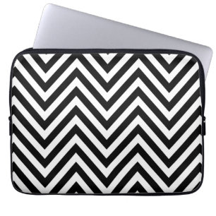 GIRLY MODERNES SCHWARZ-WEISSES ZICKZACK MUSTER LAPTOPSCHUTZHÜLLE