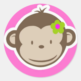 Girly Monkey Runder Aufkleber