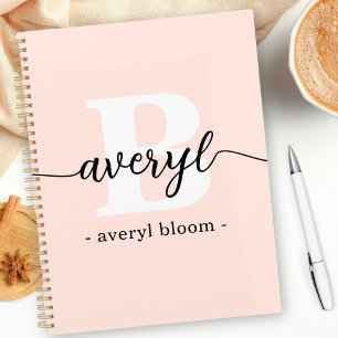 Girly Monogram Calligrafy Initial Name Blush Pink Planer