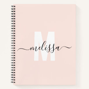 Girly Monogram Calligraphy Blush Notizbuch