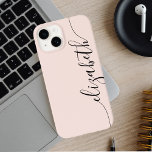 Girly Monogram Calligraphy Blush Pink Case-Mate iPhone 14 Hülle<br><div class="desc">Fügen Sie Ihren Namen in Handschrift Schriftart.</div>