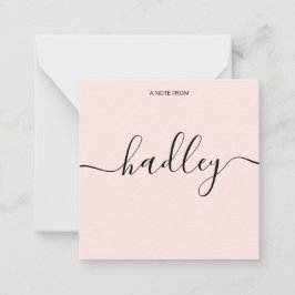 Girly Monogram Calligraphy Blush Pink Mitteilungskarte