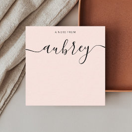 Girly Monogram Calligraphy Blush Pink Mitteilungskarte