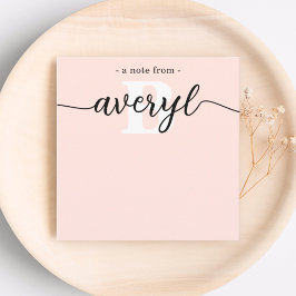 Girly Monogram Calligraphy Blush Pink Stationery Mitteilungskarte