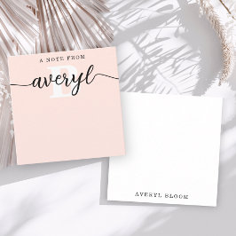 Girly Monogram Calligraphy Blush Pink Stationery Mitteilungskarte