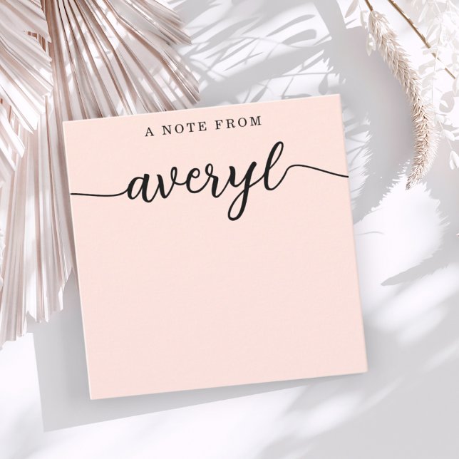 Girly Monogram Calligraphy Blush Pink Stationery Mitteilungskarte (Von Creator hochgeladen)