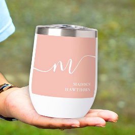 Girly Monogram Calligraphy Coral Blush Pink Bride