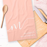 Girly Monogram Calligraphy Coral Blush Pink Geschirrtuch<br><div class="desc">Girly Monogram Calligraphy Coral Blush Pink Küchentuch. Leicht zu anpassen feminine und elegante Skripttypografie Monogramm. Perfekte mit Monogramm Namensgeschenkidee!</div>