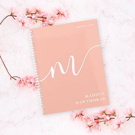 Girly Monogram Calligraphy Coral Blush Pink Planer