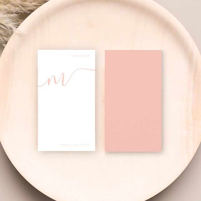 Girly Monogram Calligraphy Coral Pink Stationery Mitteilungskarte (Von Creator hochgeladen)