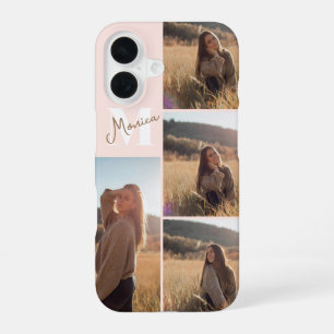 Girly Monogram Elegantes Foto Rosa iPhone 16 Hülle