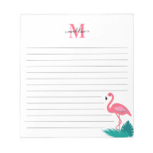 Girly Monogram Tropical Blätter Pink Flamingo Line