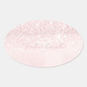 Girly Monogramm-funkelnd Glitzer-Rosa-Pastellname Ovaler Aufkleber