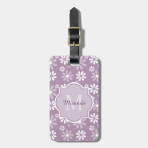 Girly Monogramm-hellpurpurne Gänseblümchen-Blumen Gepäckanhänger