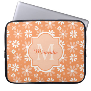 Girly Monogramm-niedliche orange Laptopschutzhülle