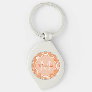 Girly Monogramm-niedliche orange Schlüsselanhänger