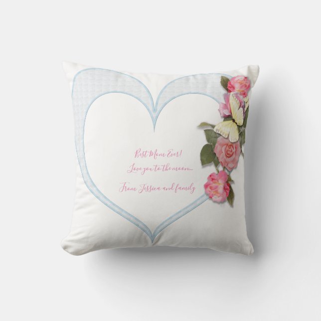 Girly Mother's Day Rosa Blumenherz Kissen (Vorderseite)