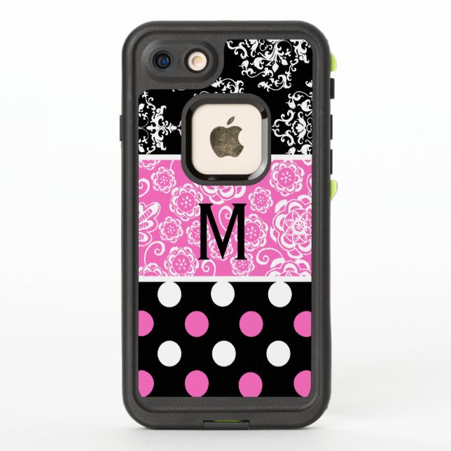 Girly Muster-Monogramm LifeProof iPhone 7 Fall (Rückseite)