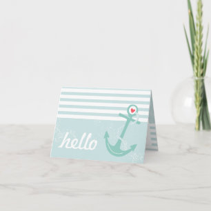 Girly Nautical Anchor Hello Karte
