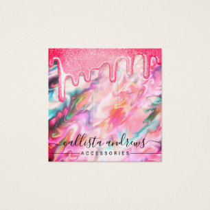 Girly Neon Coral Pearl Opal Glitter Drip Hair Clip